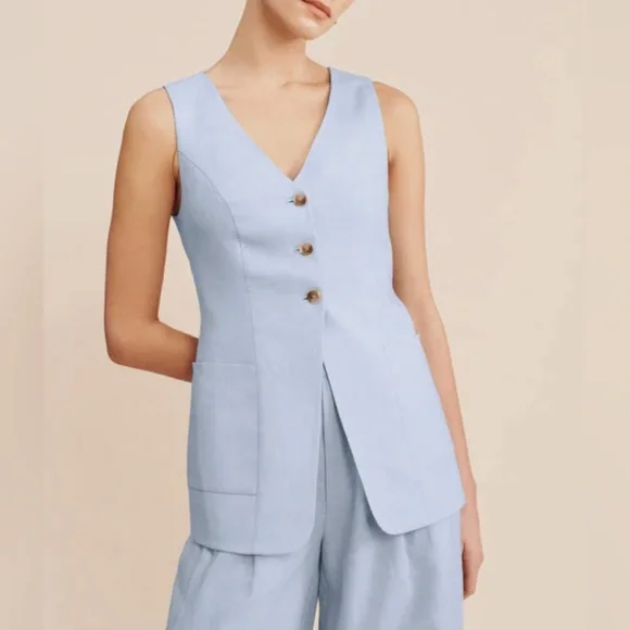 Posse Lorenzo Vest and Parker Trousers Set, M, Silver Blue - Picture 6 of 11